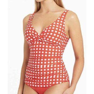 Sea Level Swim Tankini Top Colorful Red Orange US 4 NWT Sustainable Recycled
